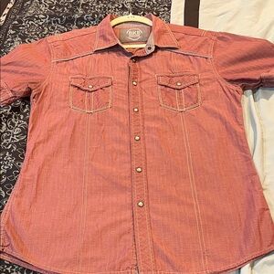 BKE Men’s Red Short-Sleeve Western Button-Down Shirt